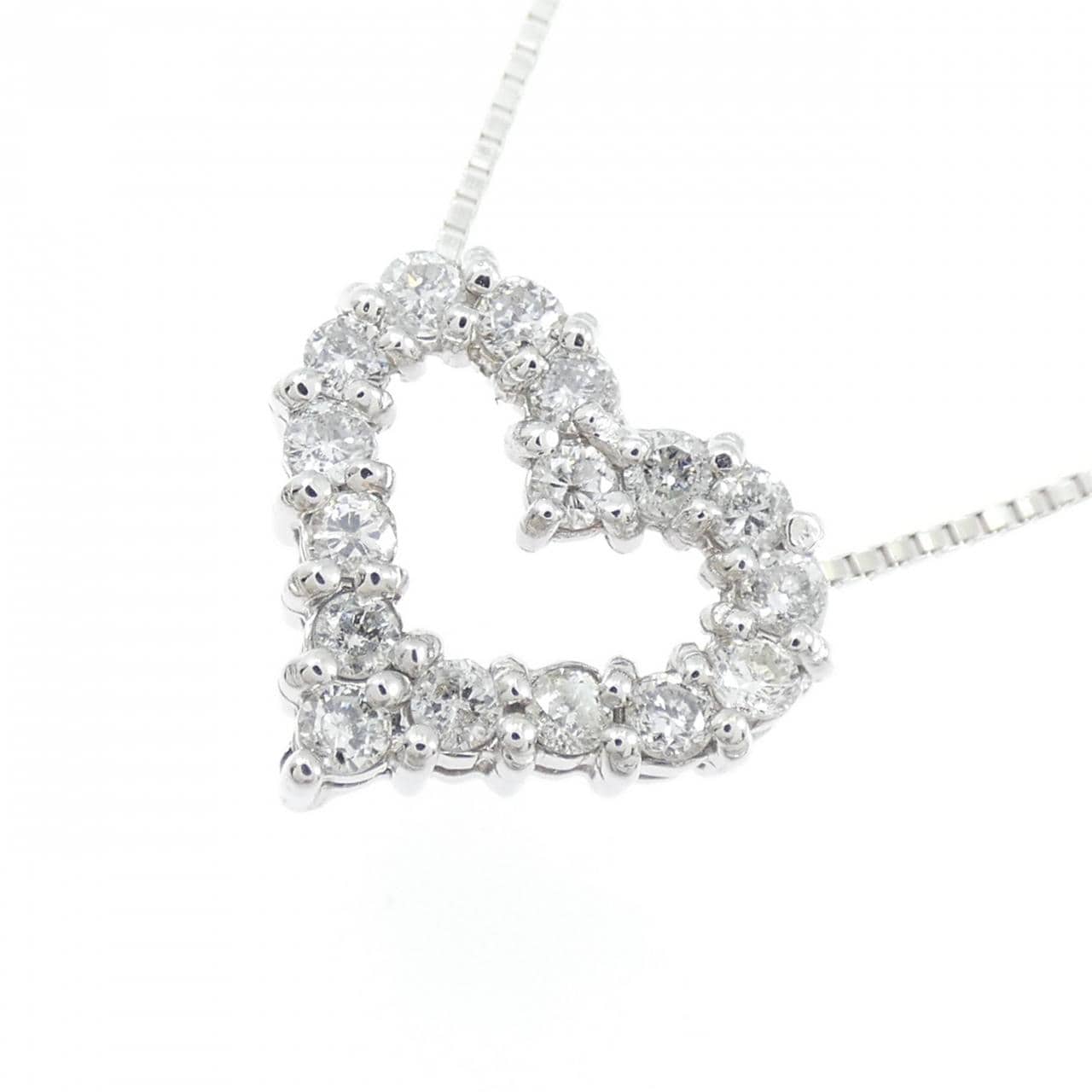 K18WG ハート ダイヤモンド ネックレス 0.50CT