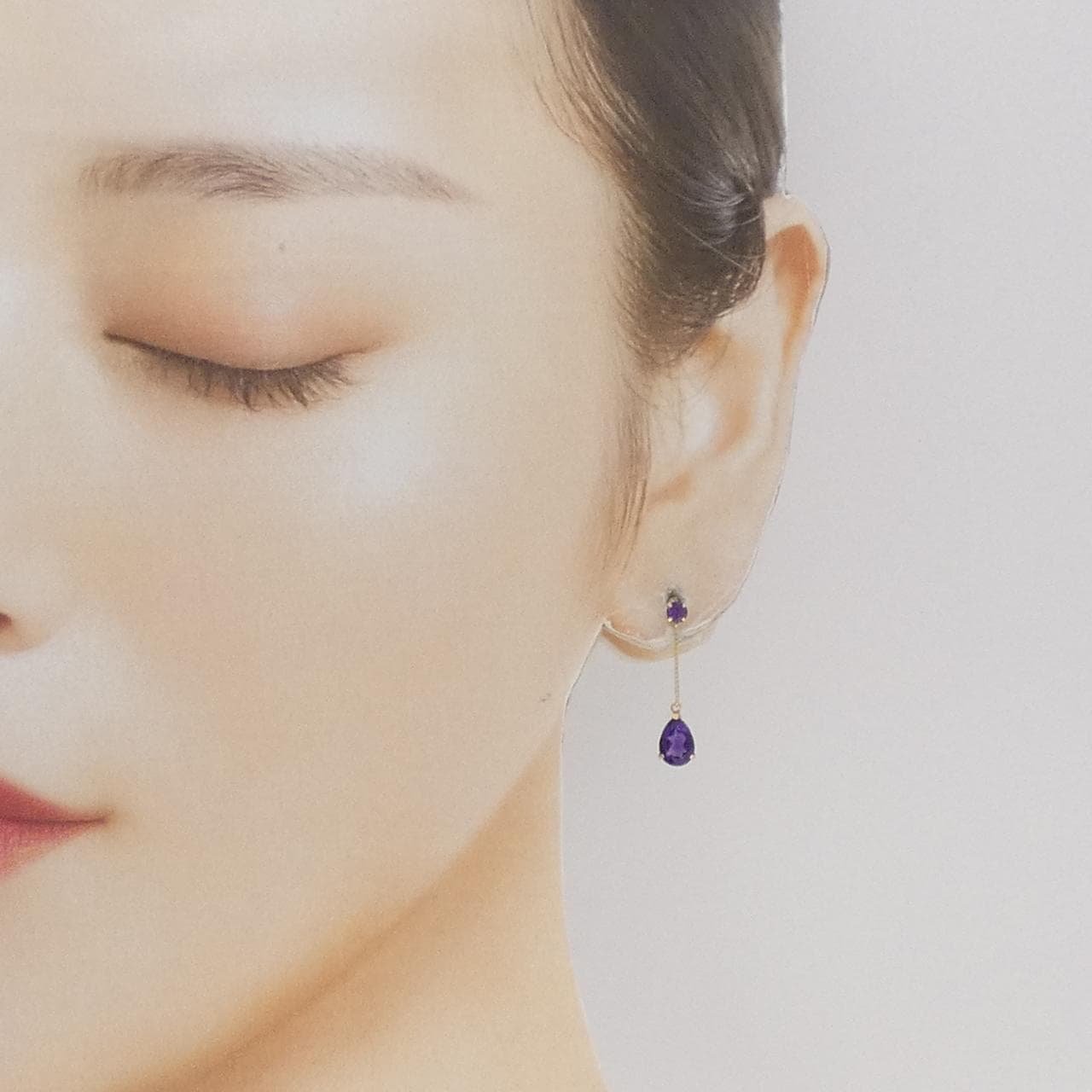 K18YG アメジスト ピアス 1.80CT