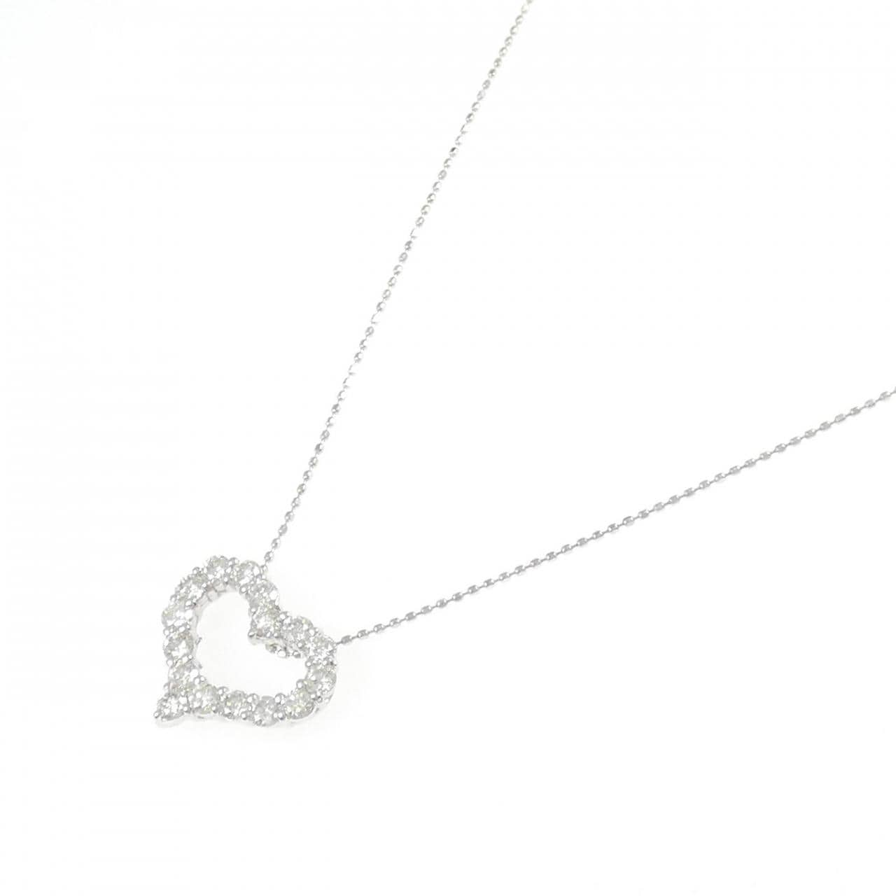 K18WG ハート ダイヤモンド ネックレス 1.00CT