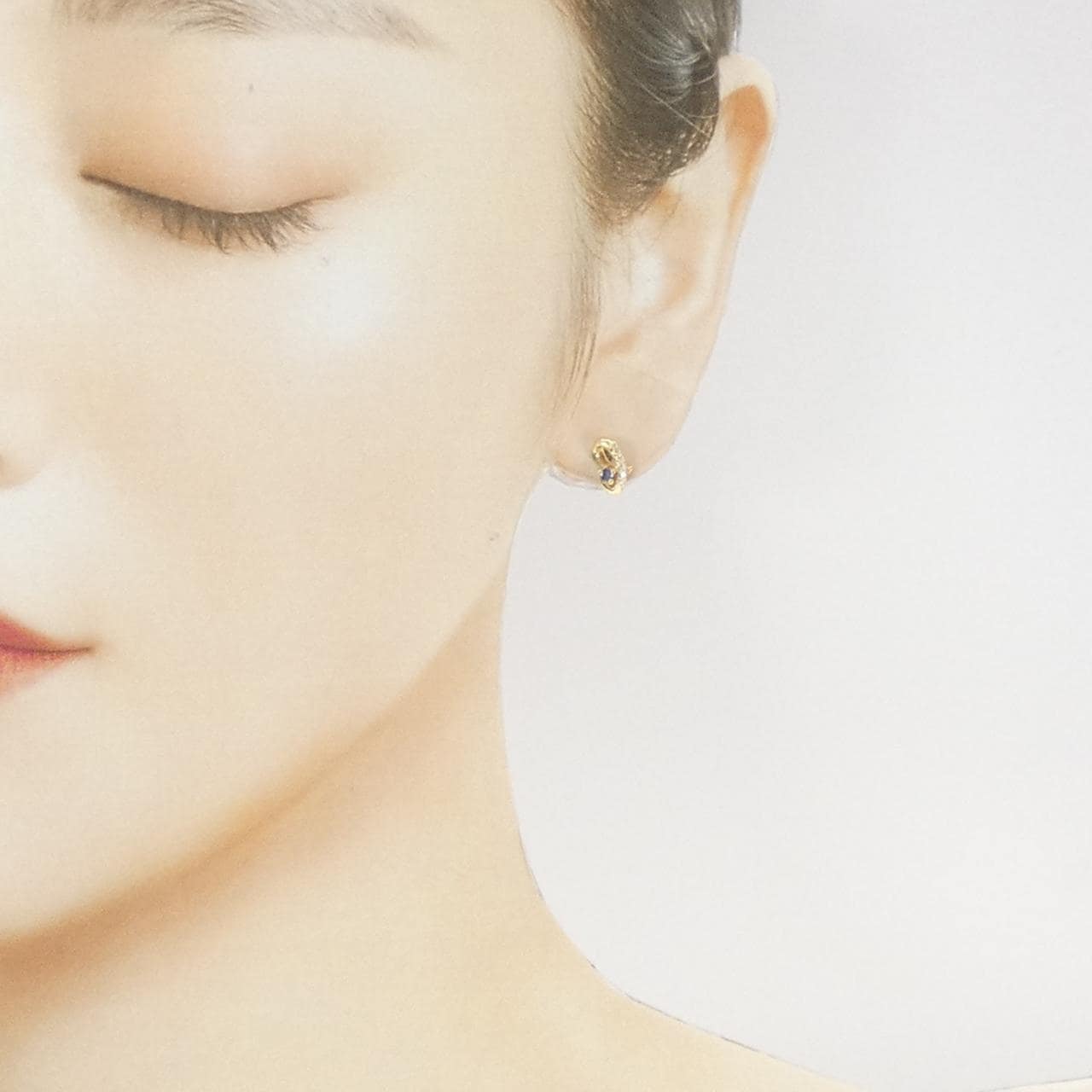 K18YG藍寶石耳釘