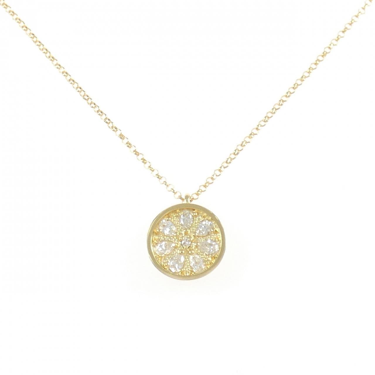 K18YG フラワー ダイヤモンド ネックレス 0.35CT