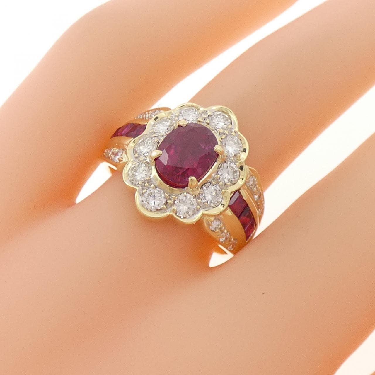 K18YG ルビー リング 2.15CT