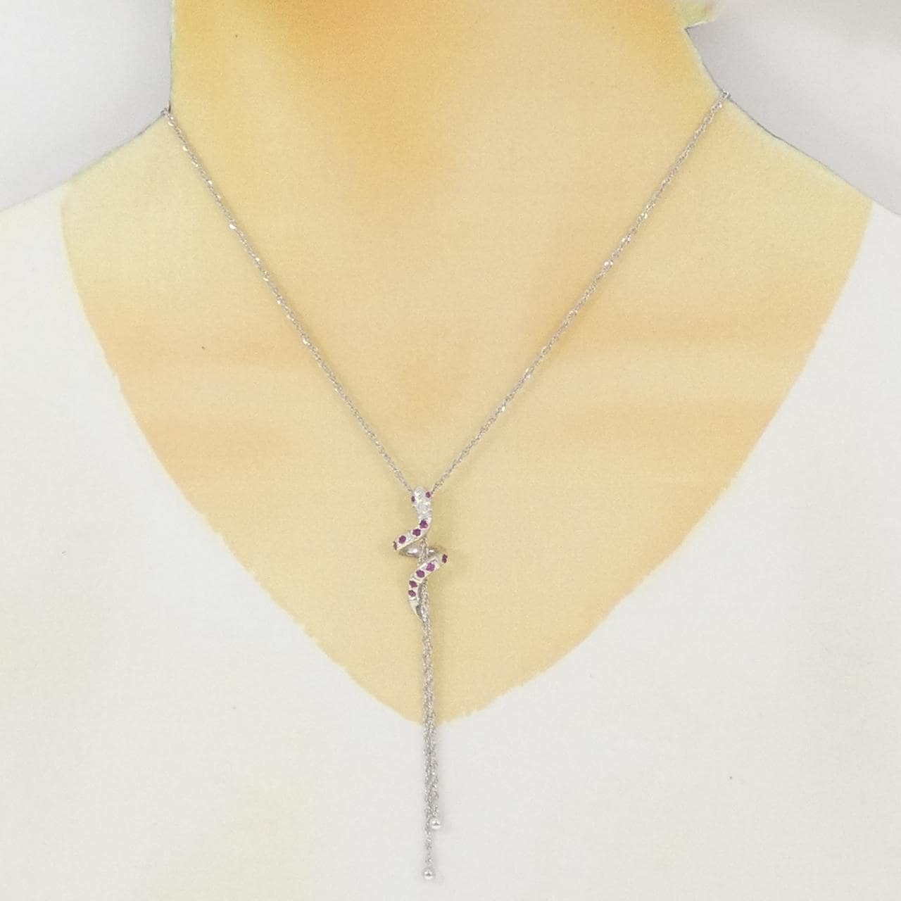 PT900/PT850 スネーク ルビー ネックレス 0.43CT