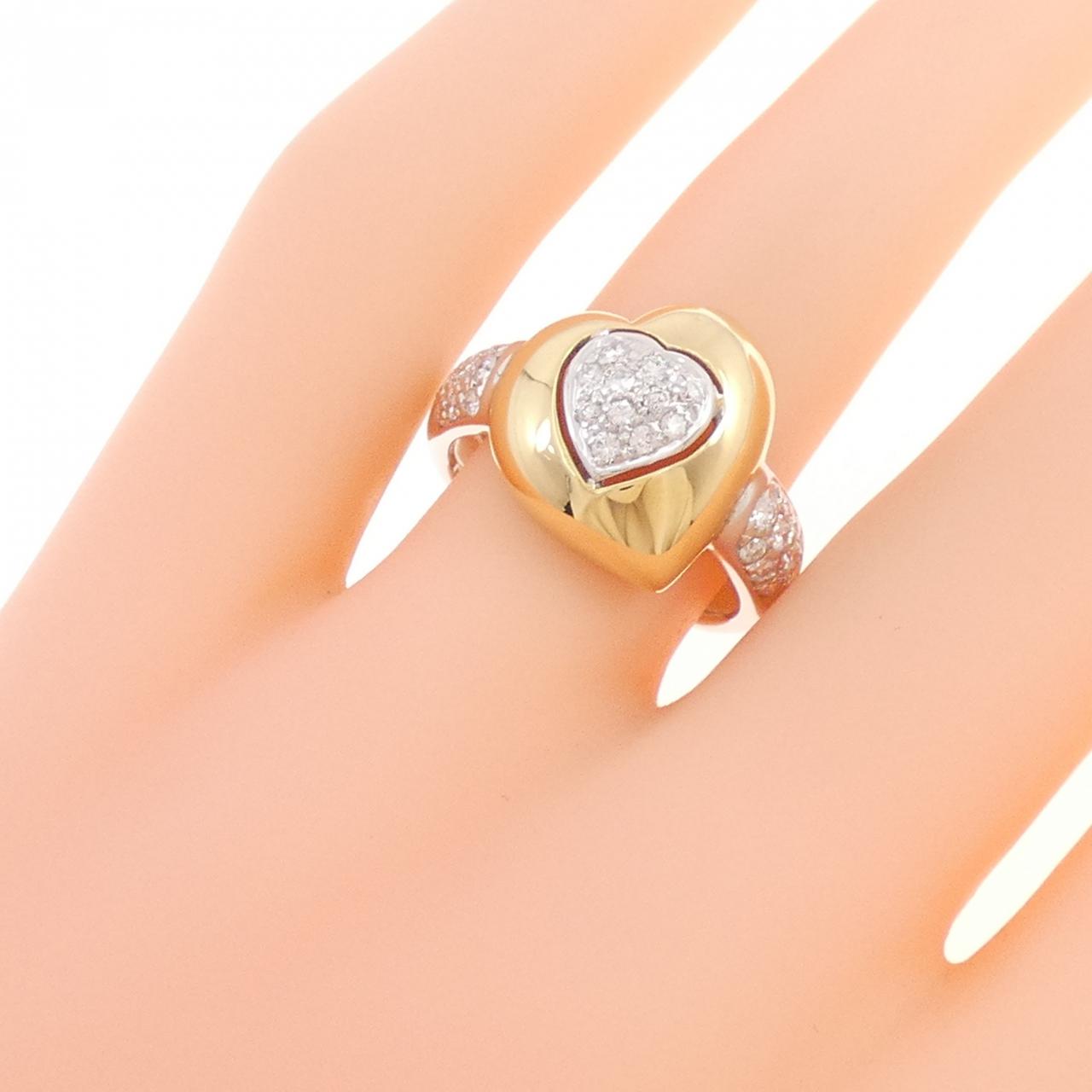 K18WG/K18YG Heart Diamond Ring 0.35CT