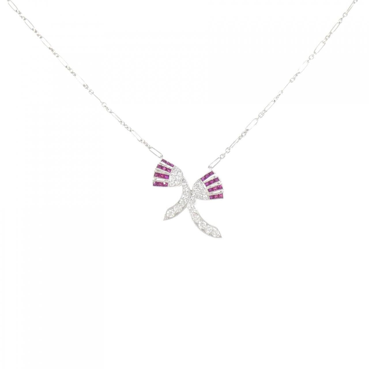 K18WG ルビー ネックレス 0.30CT
