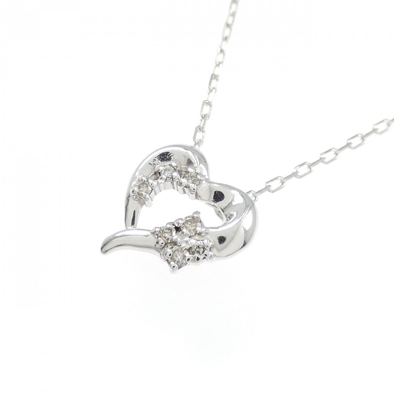 K10WG ハート ダイヤモンド ネックレス 0.04CT