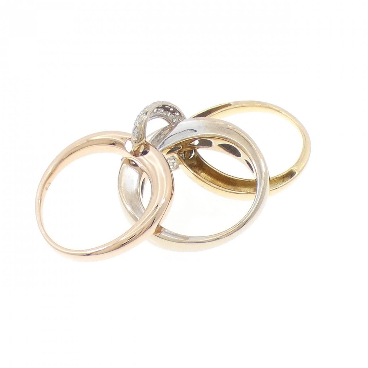 K18 三色钻石戒指，0.41克拉