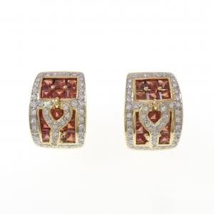 K18YG/K18WG キー ガーネット ピアス 6.00CT