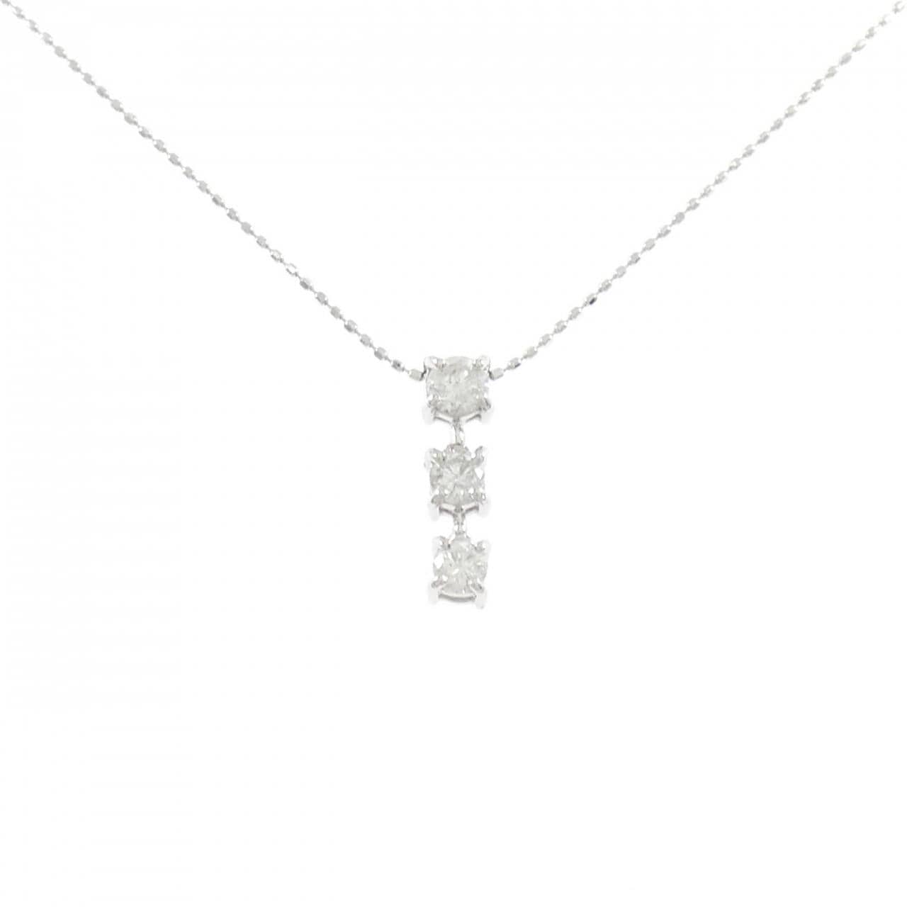 K18WG スリーストーン ダイヤモンド ネックレス 0.50CT