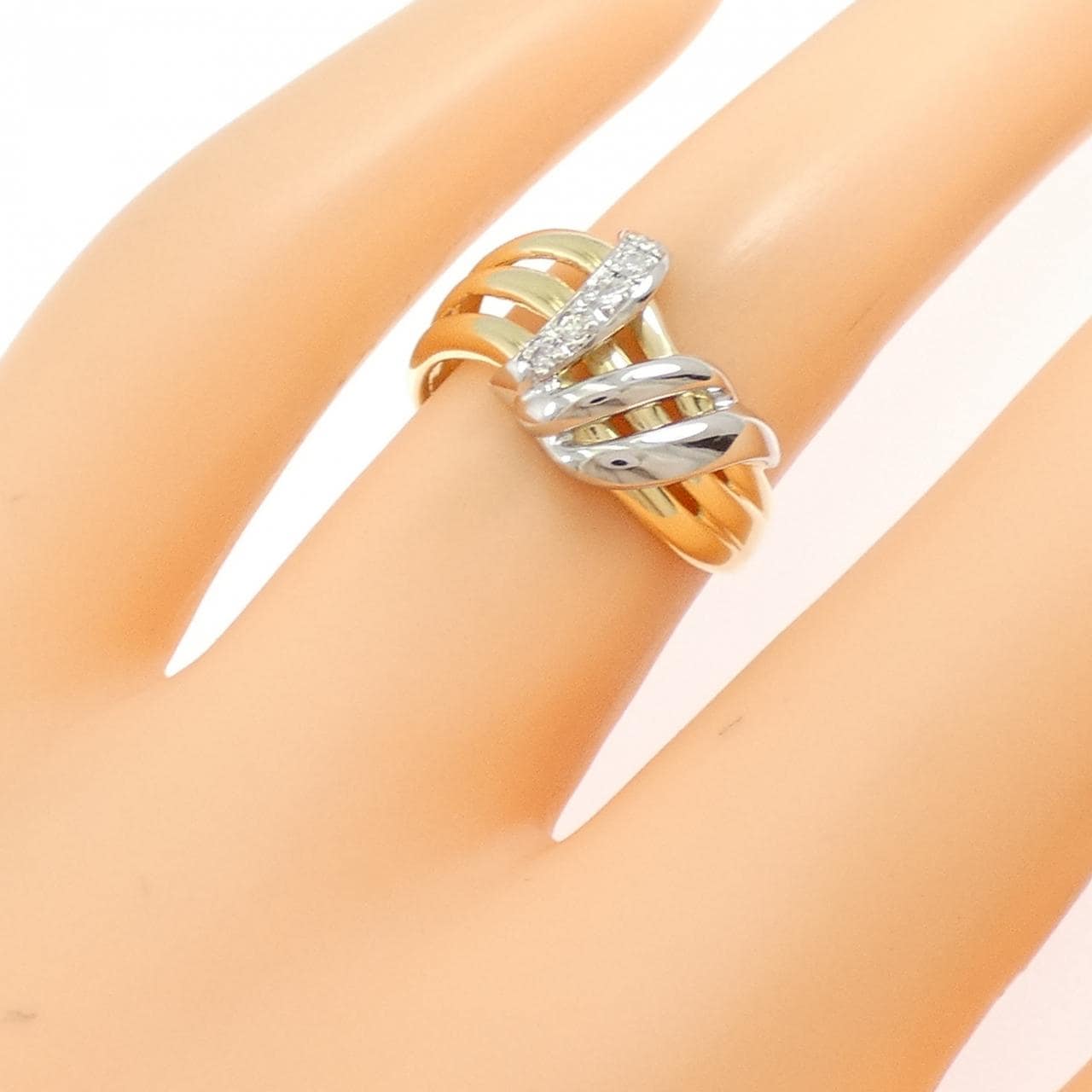 K18YG/PT850 ダイヤモンド リング 0.04CT