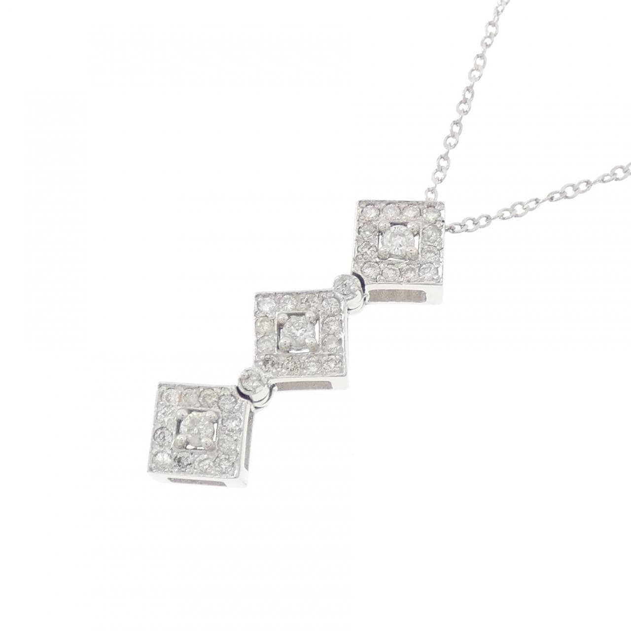 K18WG 2WAY ダイヤモンド ネックレス 0.35CT