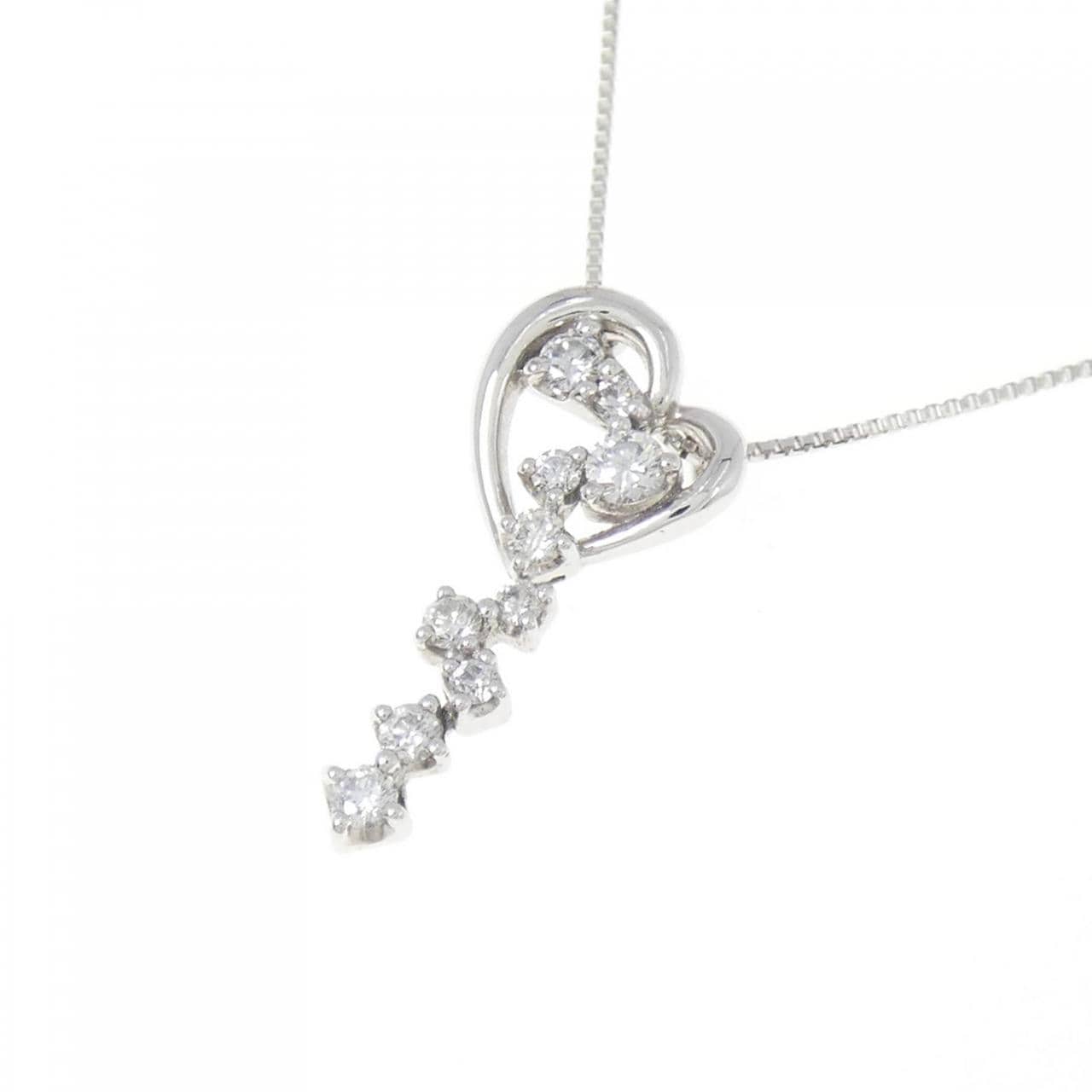 K18WG ハート ダイヤモンド ネックレス 0.20CT