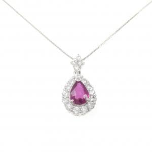 PT900/PT850 ルビー ネックレス 1.100CT