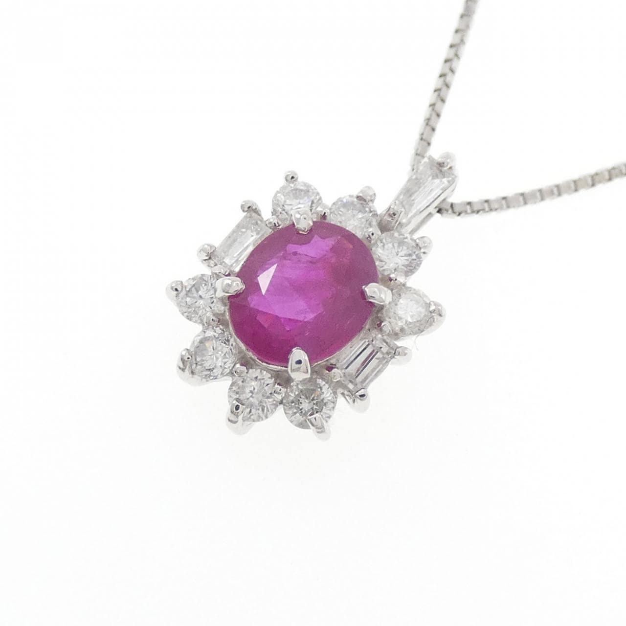 PT900/PT850 ルビー ネックレス 1.14CT