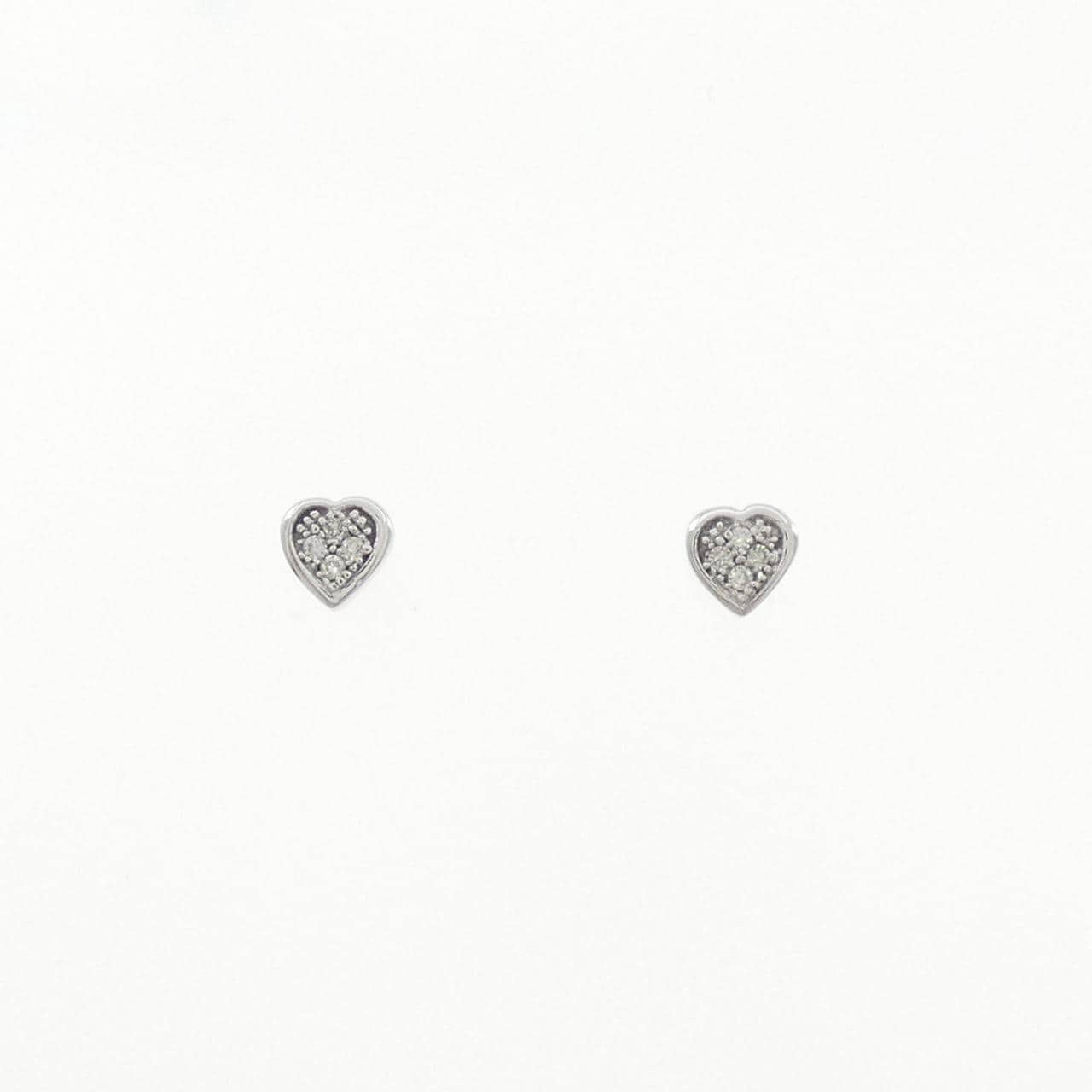 K10WG ハート ダイヤモンド ピアス