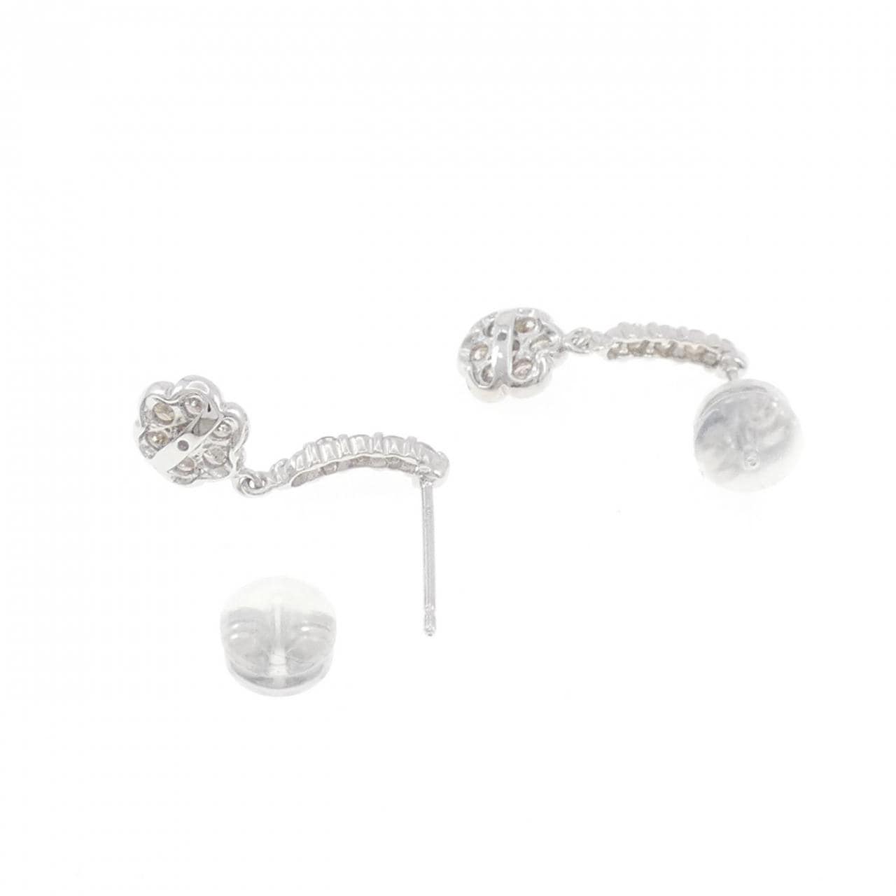 K18WG フラワー ダイヤモンド ピアス 0.50CT