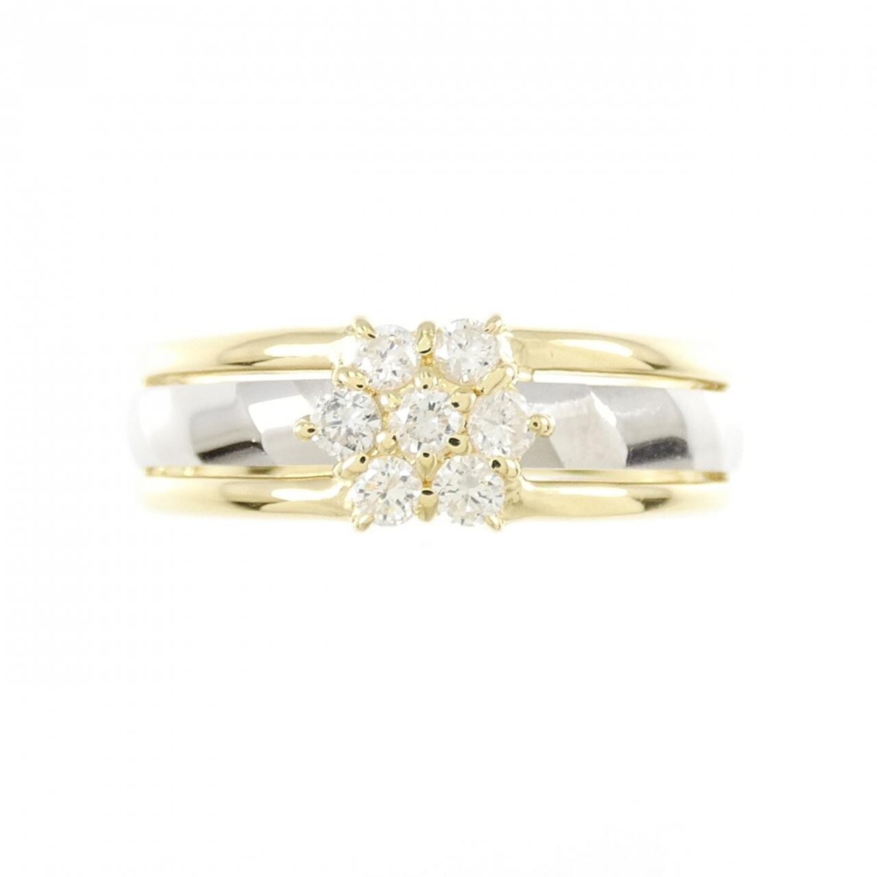 K18YG/PT900 フラワー ダイヤモンド リング 0.25CT