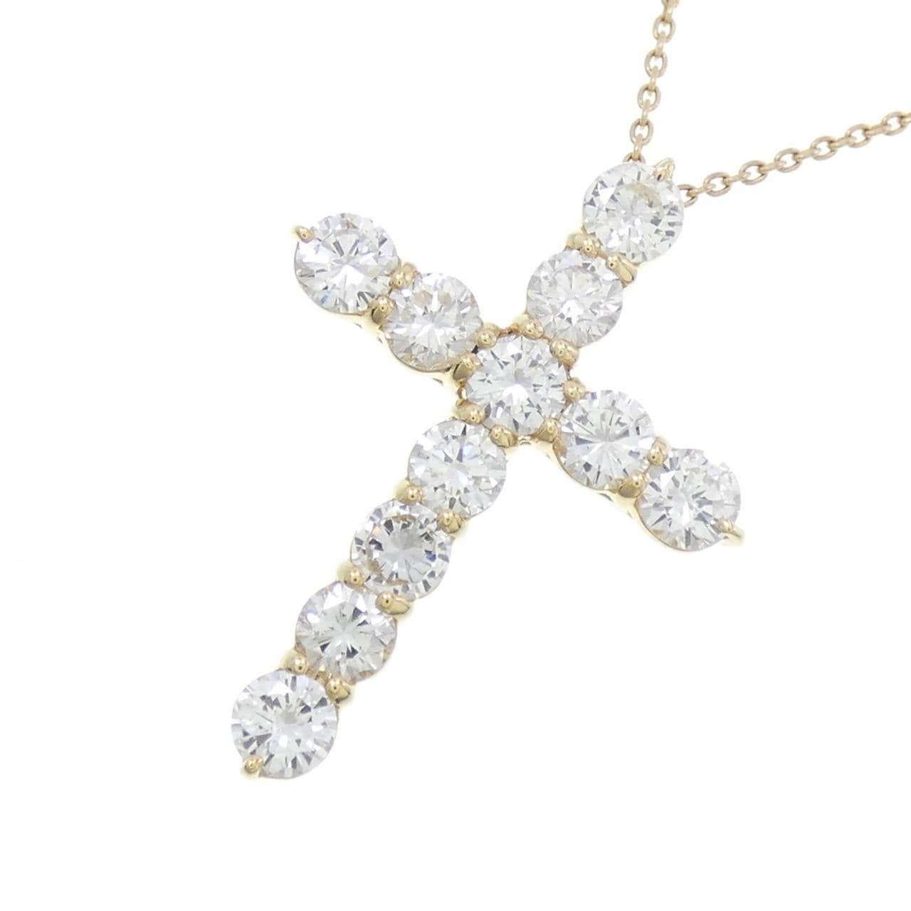 K18YG cross Diamond necklace 2.01CT