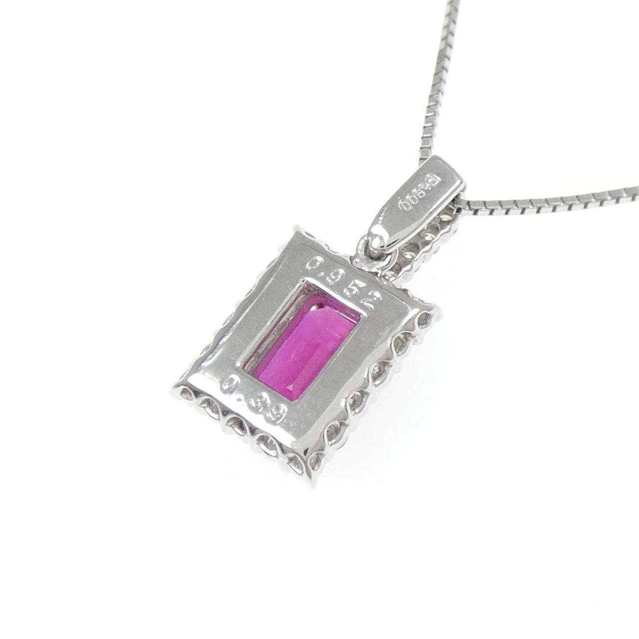 PT900/PT850 ルビー ネックレス 0.952CT