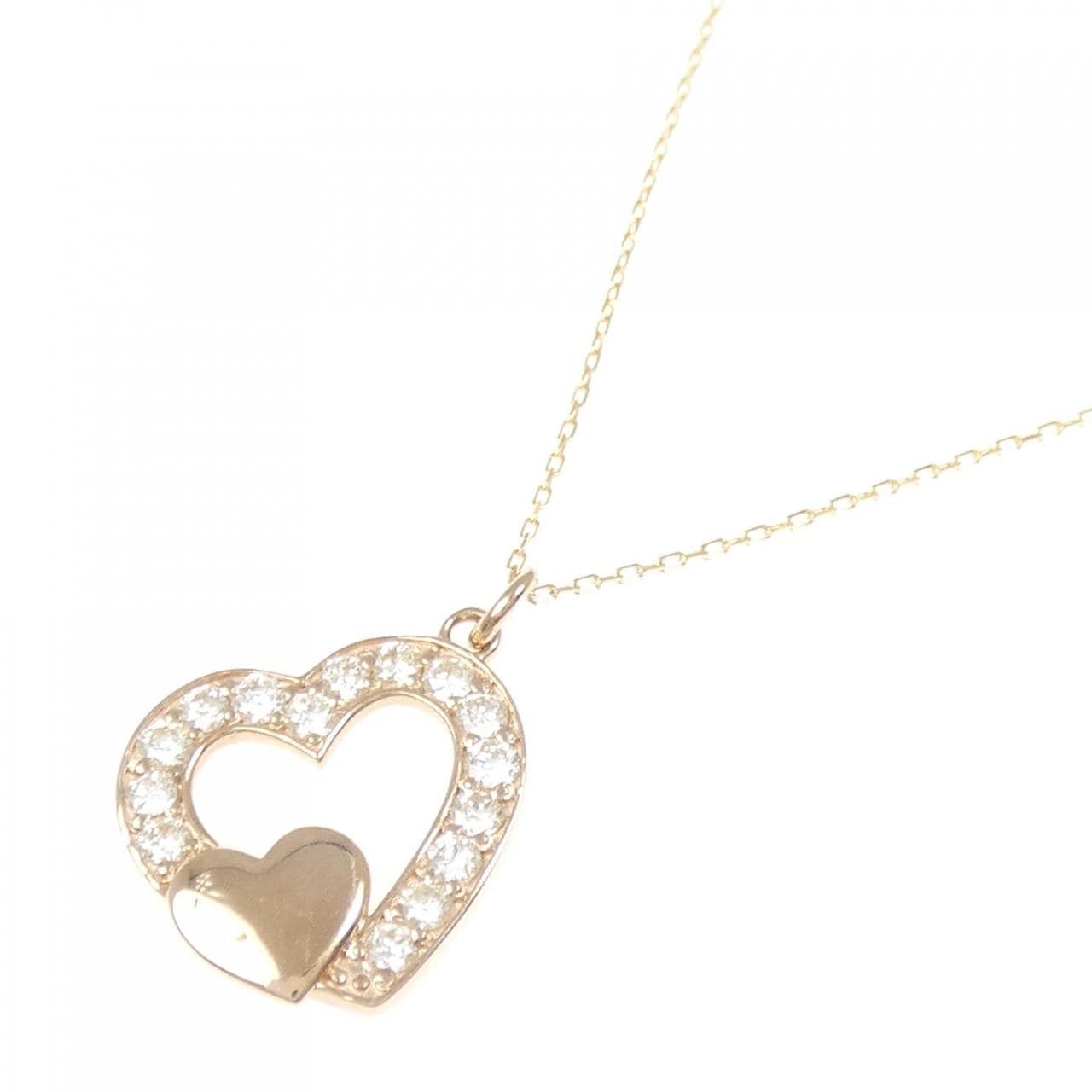 K18PG ハート ダイヤモンド ネックレス 0.30CT
