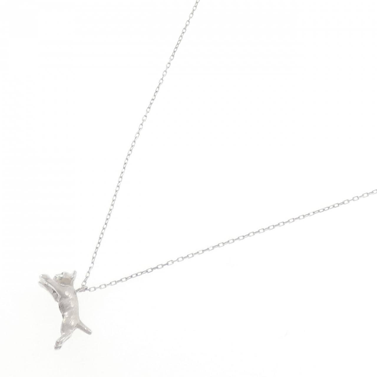 K18WG キャット ダイヤモンド ネックレス 0.006CT