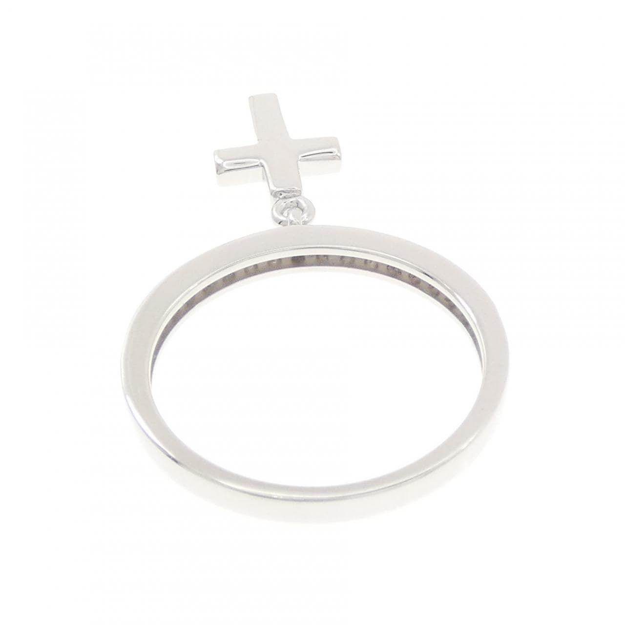 K18WG クロス ダイヤモンド リング 0.16CT