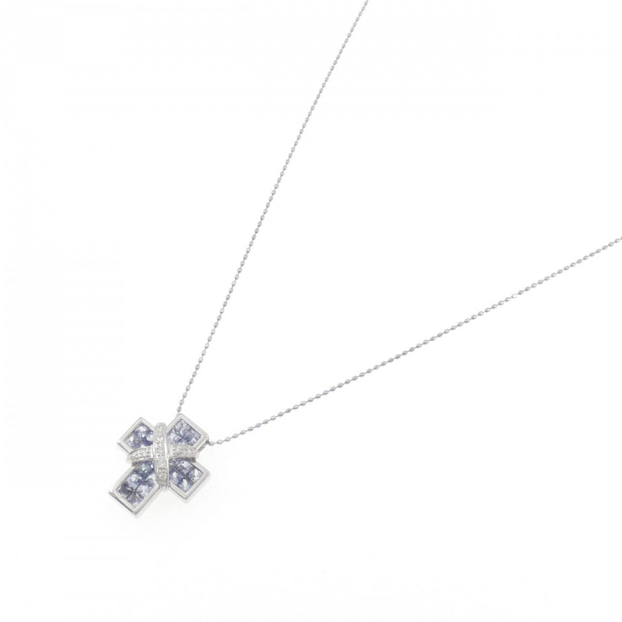 K18WG クロス サファイヤ ネックレス
