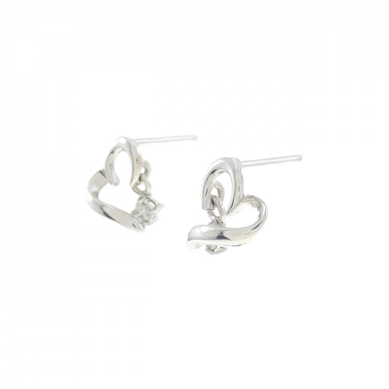 K18WG ハート ダイヤモンド ピアス 0.04CT