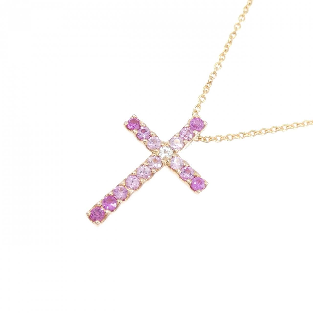 K18YG クロス サファイヤ ネックレス 0.30CT