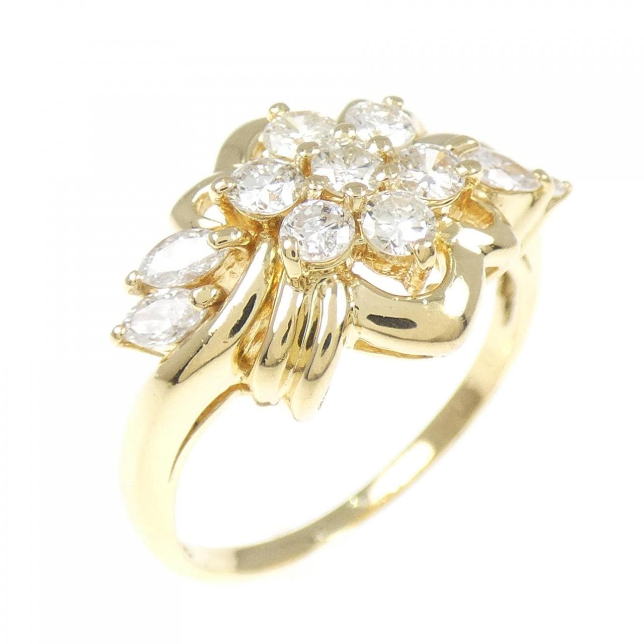 K18YG フラワー ダイヤモンド リング 0.50CT