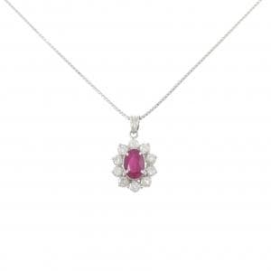 PT900/PT850 ルビー ネックレス 1.0CT