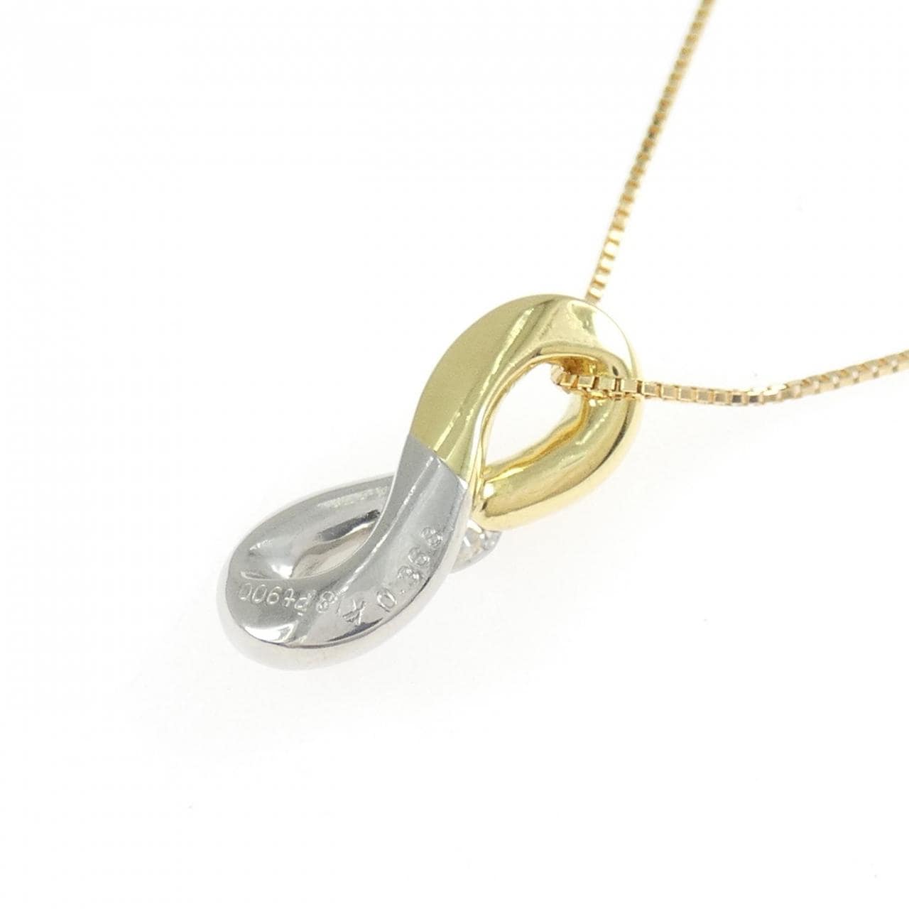 K18YG/PT900 ダイヤモンド ネックレス 0.368CT