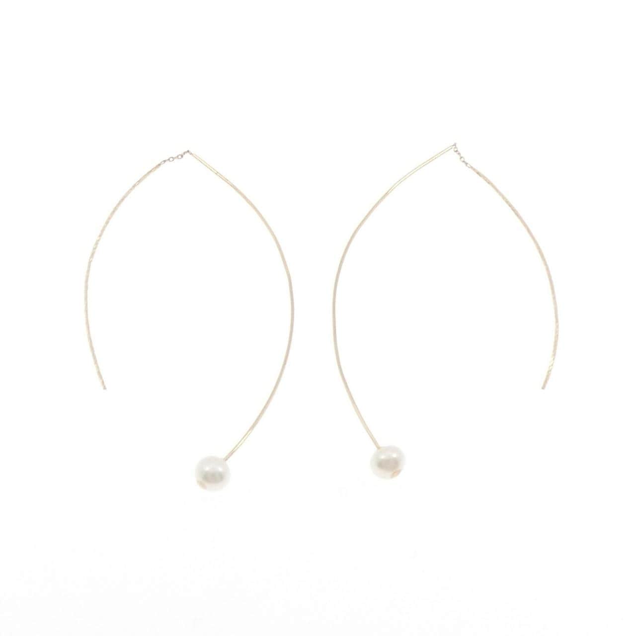 アガット 淡水パール ピアス 6.3mm