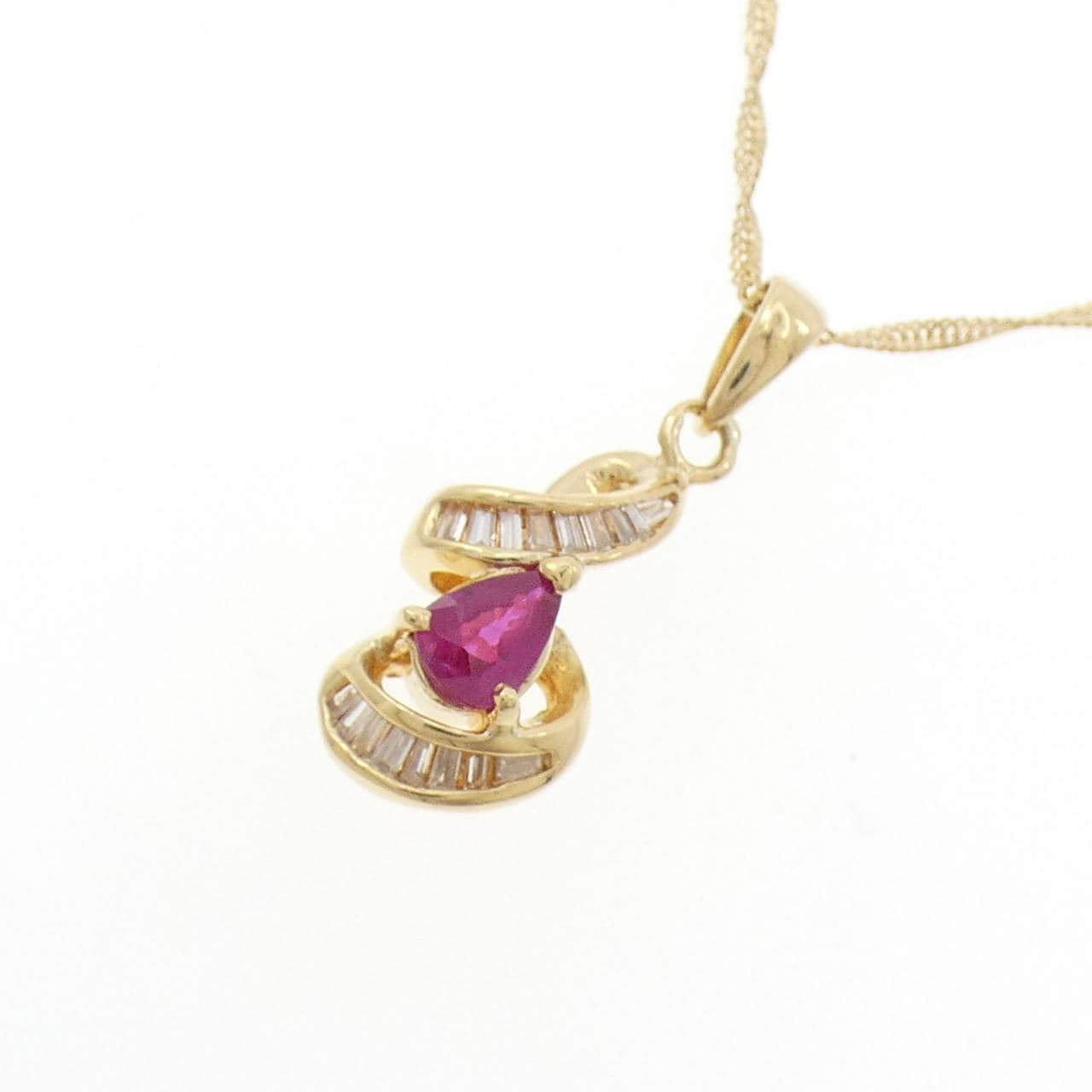 K18YG ルビー ネックレス