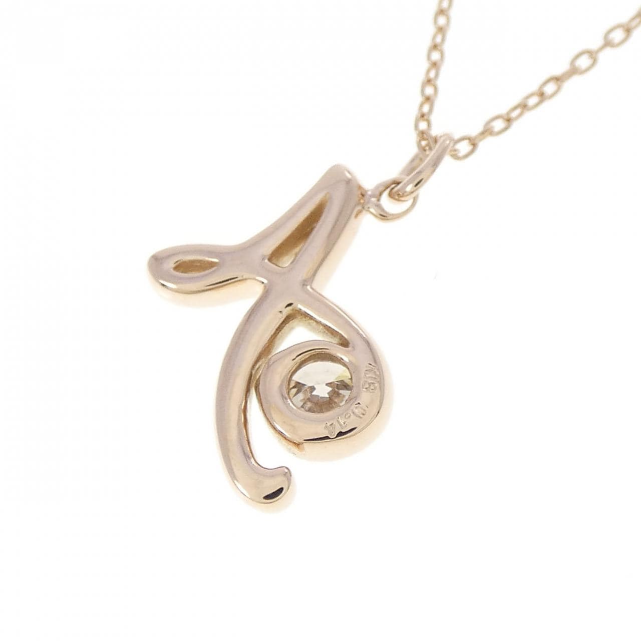 K18PG イニシャルA ダイヤモンド ネックレス 0.14CT