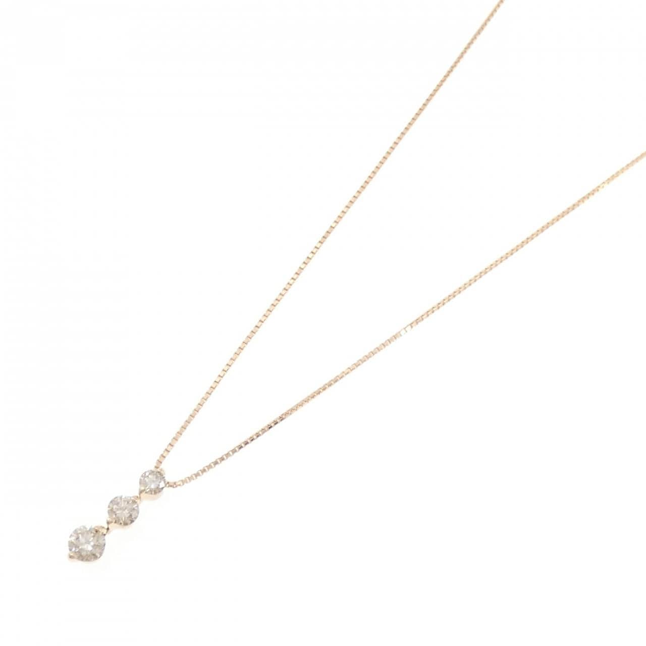 K18PG スリーストーン ダイヤモンド ネックレス 1.00CT