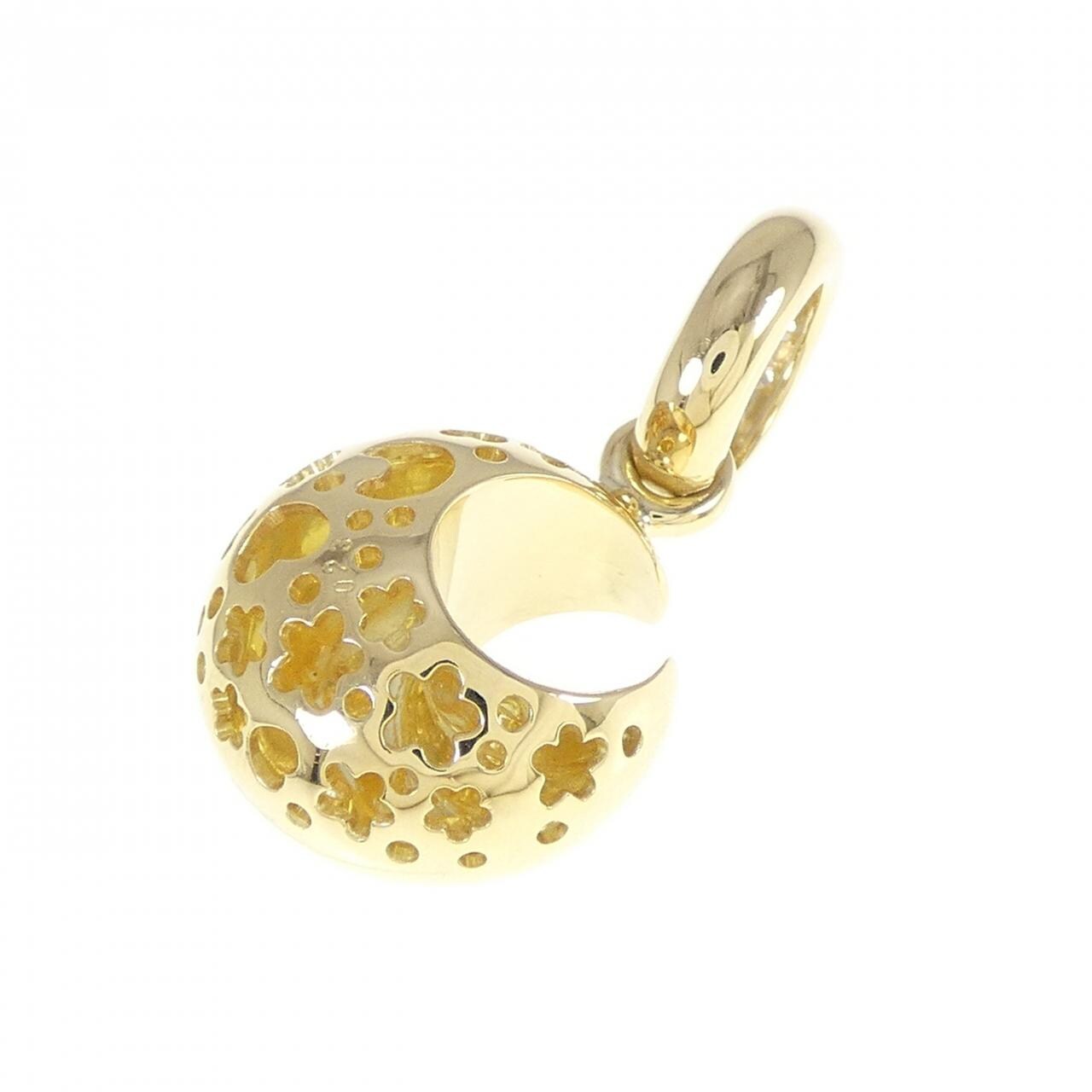 750YG ムーン×スター ダイヤモンド ペンダント 0.23CT