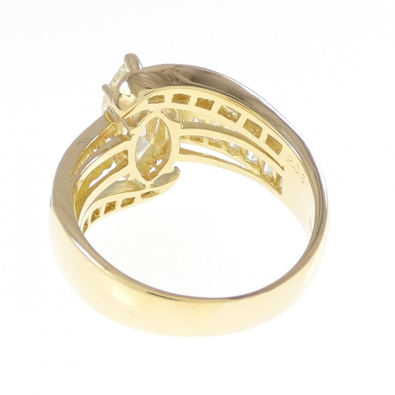 18K Yellow Diamond Ring 2.017CT LY VS2 Marquise Cut