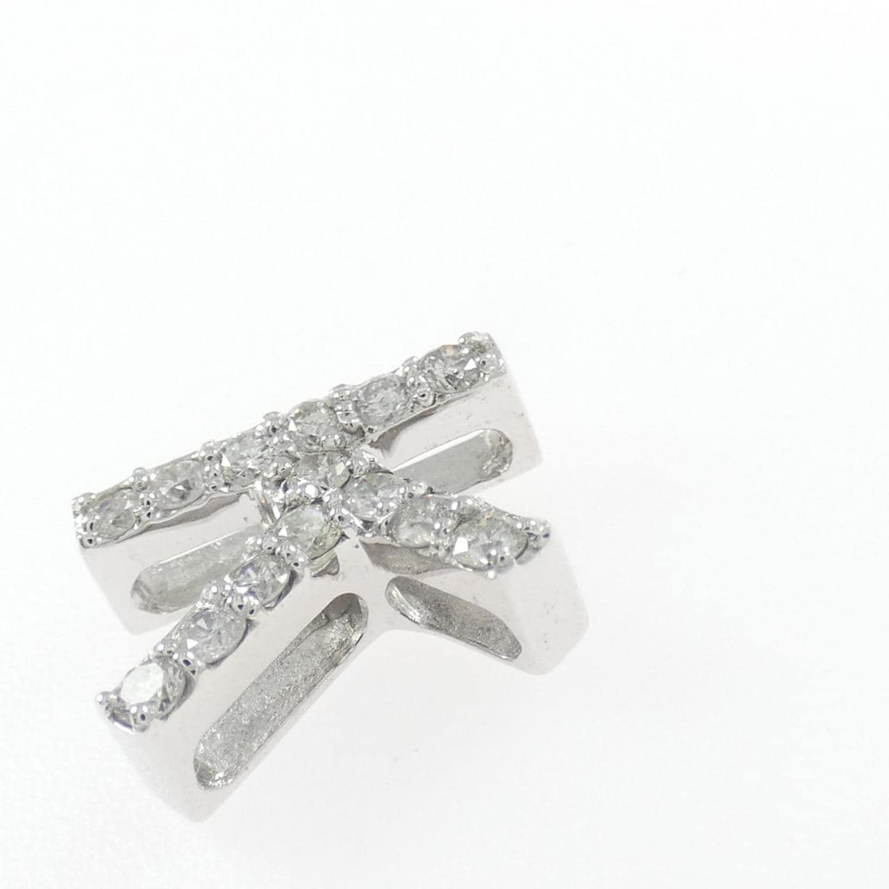 K18WG イニシャルK ダイヤモンド ペンダント 0.28CT