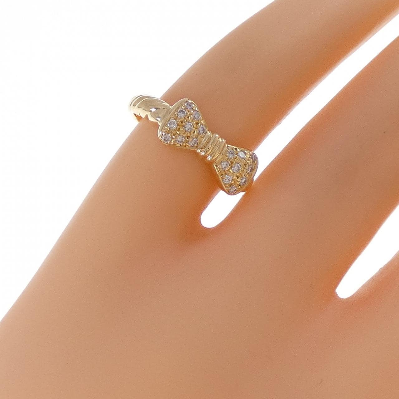 K18YG リボン ダイヤモンド リング 0.12CT