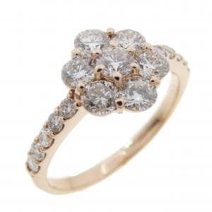 K18PG フラワー ダイヤモンド リング 1.00CT