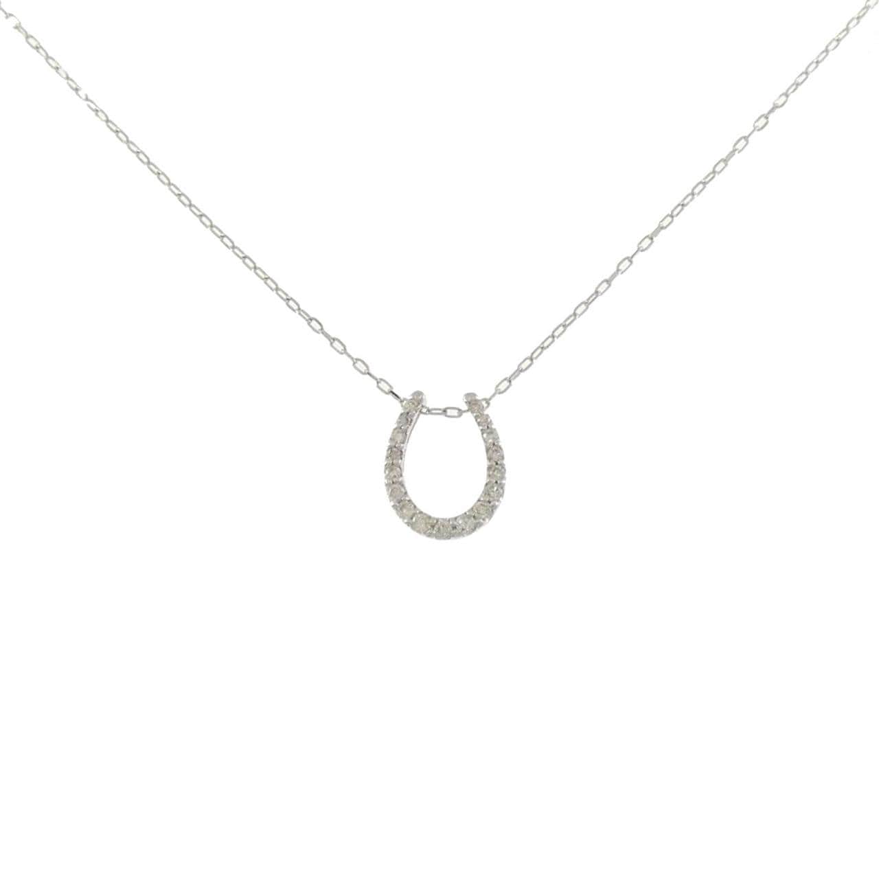 K18WG ホースシュー ダイヤモンド ネックレス 0.20CT