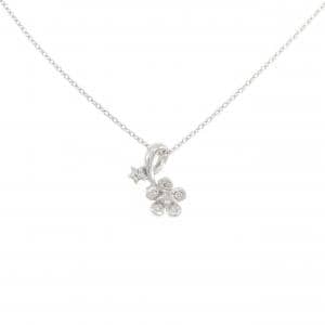 K18WG フラワー ダイヤモンド ネックレス 0.05CT