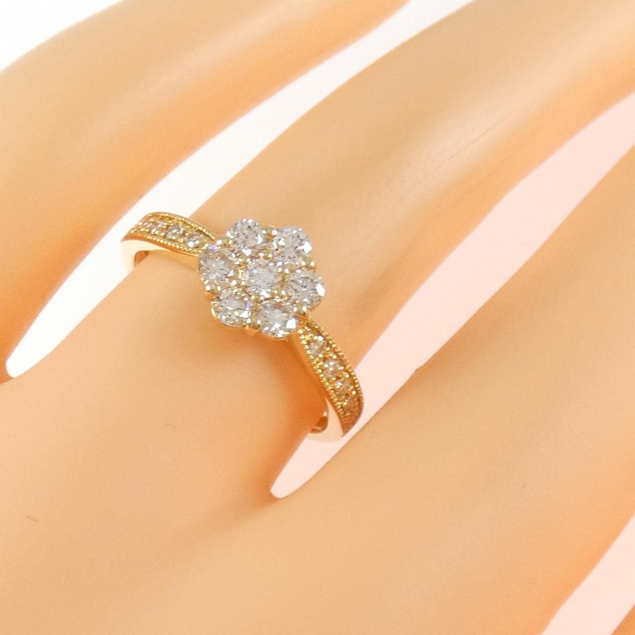 K18YG flower Diamond ring 0.50CT