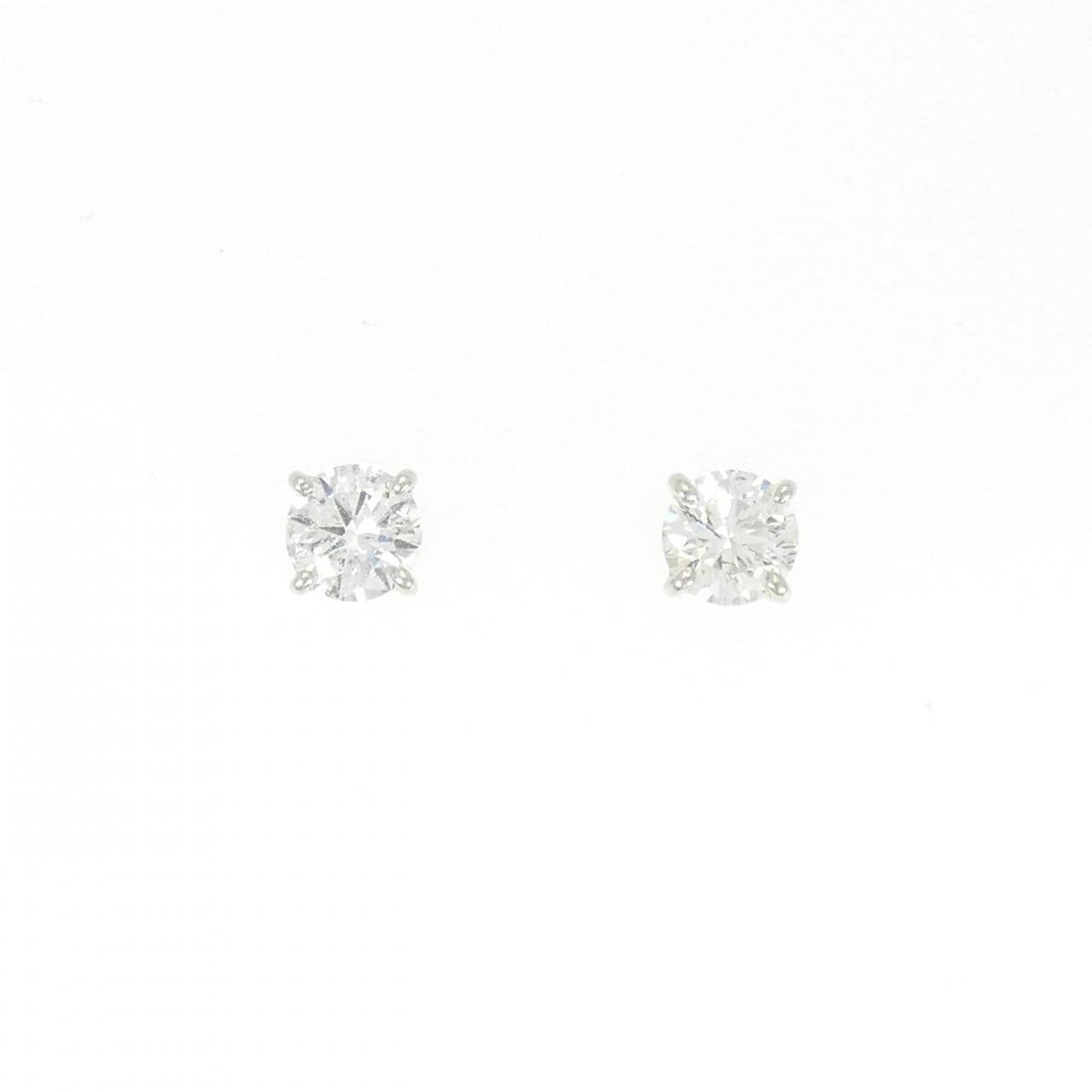 PT900 ソリティア ダイヤモンド ピアス 1.01CT