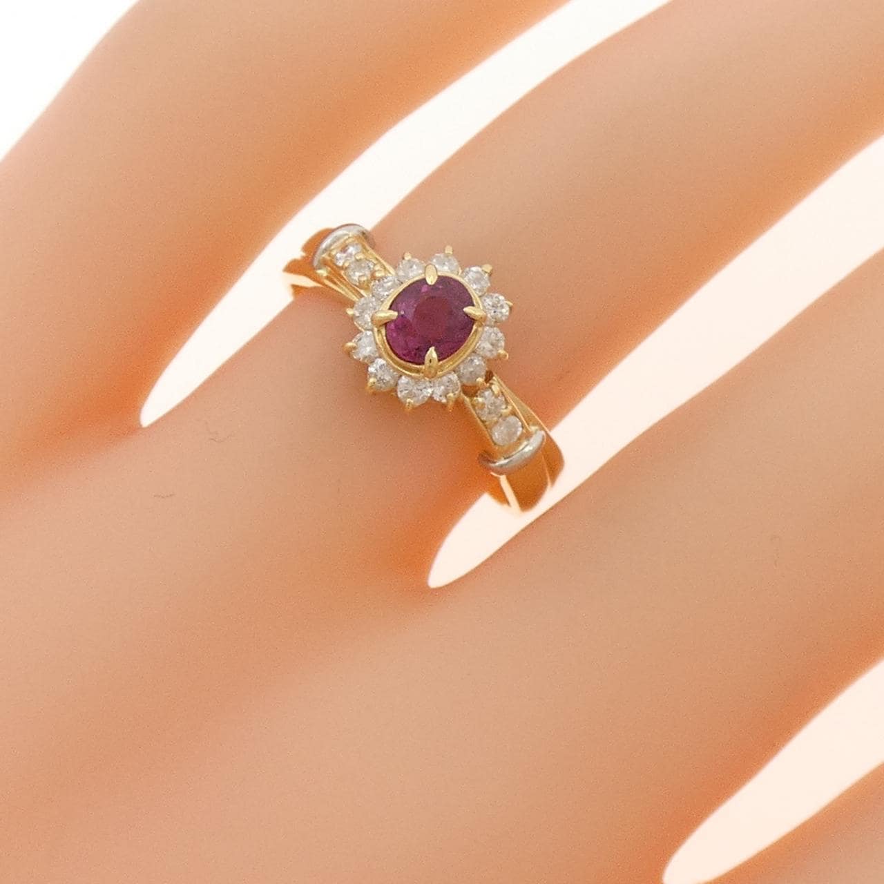 K18YG/PT900 ルビー リング 0.40CT