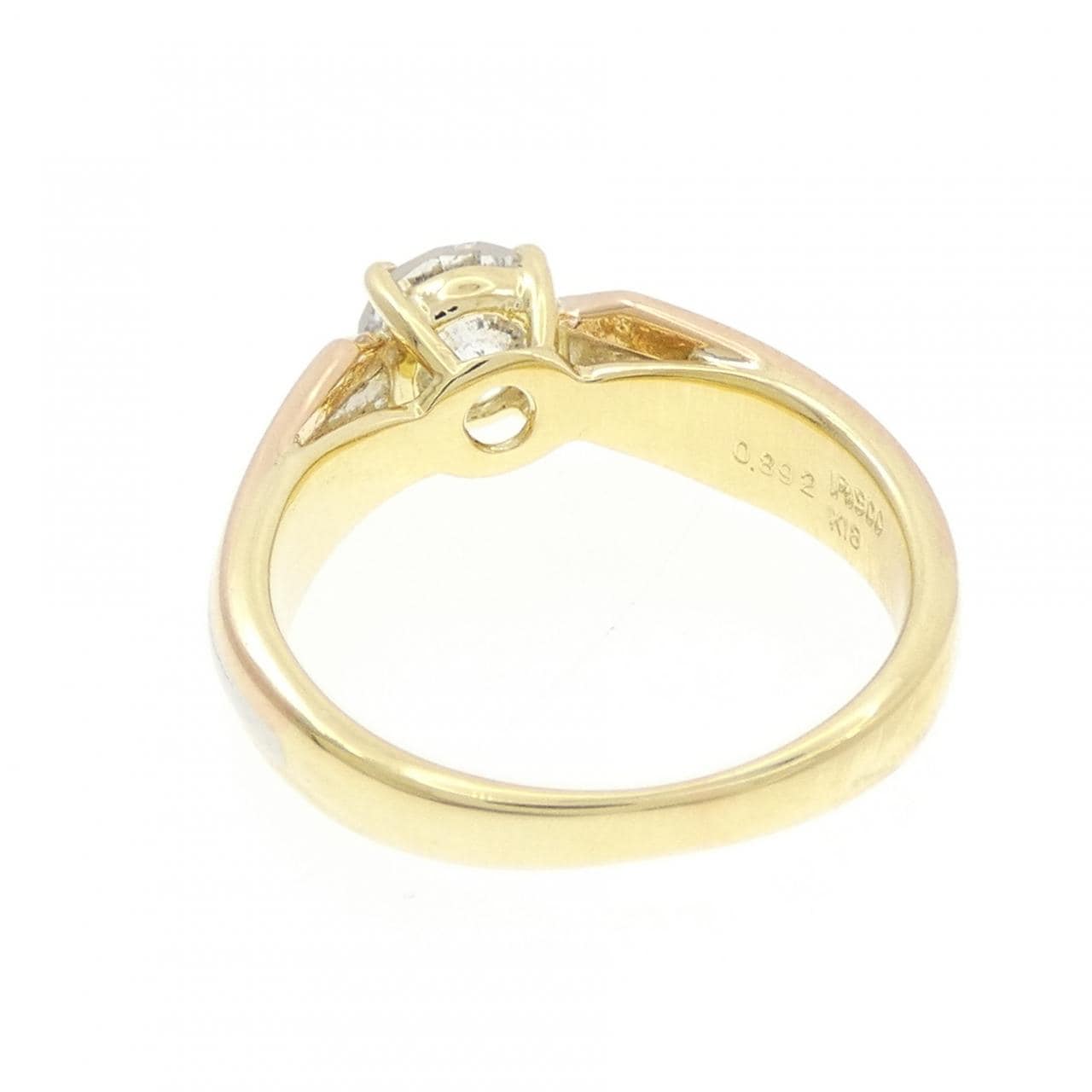 K18YG/PT900/K18PG ダイヤモンド リング 0.892CT