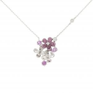 K18WG/K18PG フラワー サファイヤ ネックレス 0.48CT