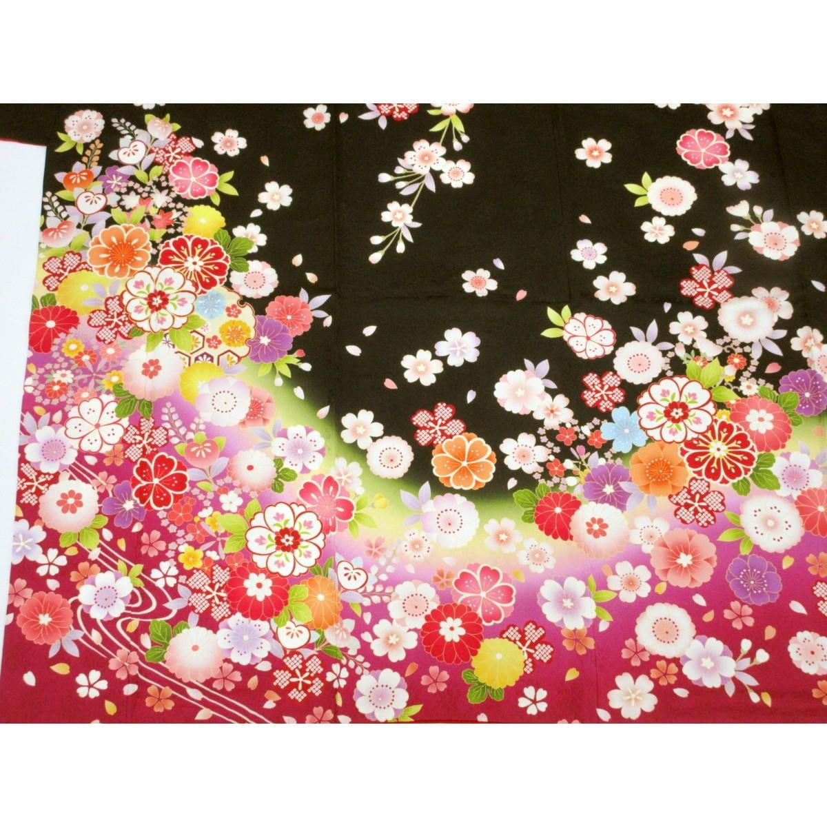振袖　友禅加工刺繍入り　ボカシ染