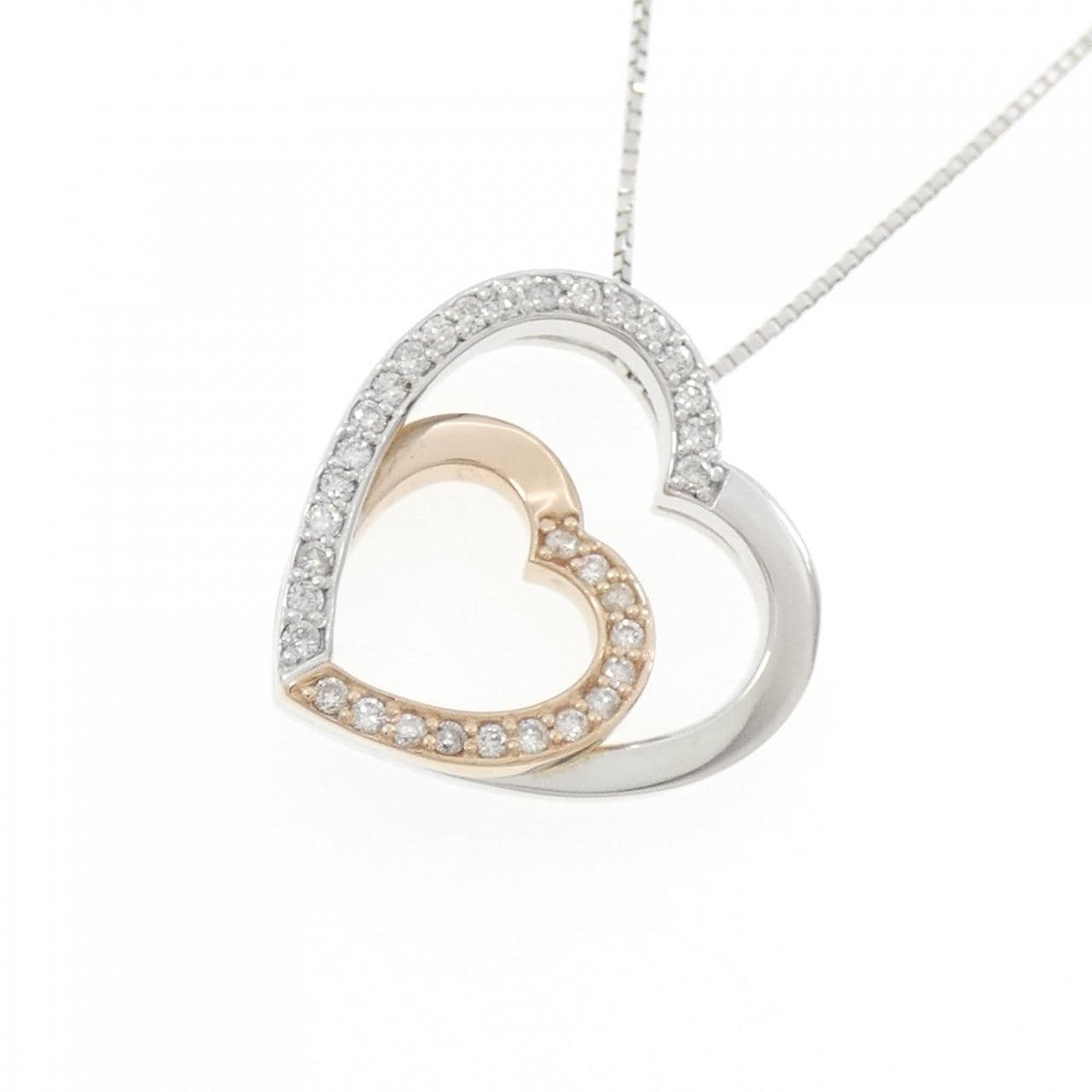 K18WG/K18PG ハート ダイヤモンド ネックレス 0.25CT
